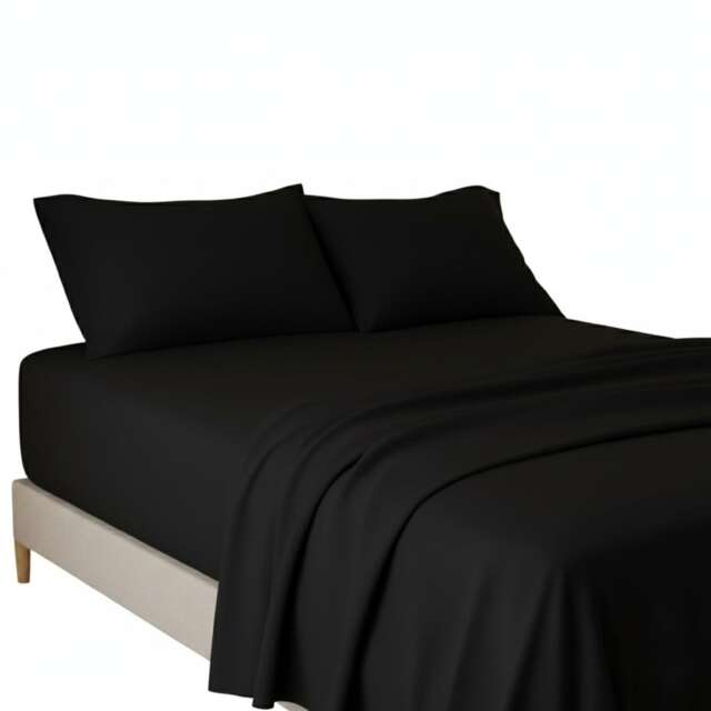 Flannelette Flat Sheet Soft Brushed Cotton Bedding for Warmth Comfort Black Single