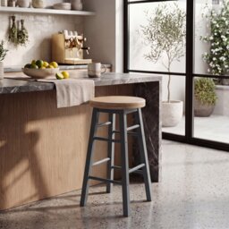 Chef Vida Wooden Revolving Bar Stool, Grey