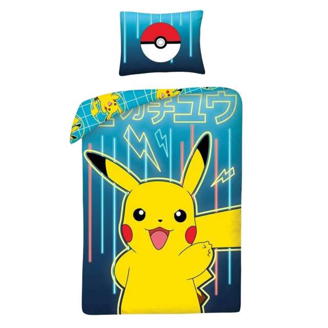 Pokemon Cotton Duvet Cover Set - Blue - Single Blue Single