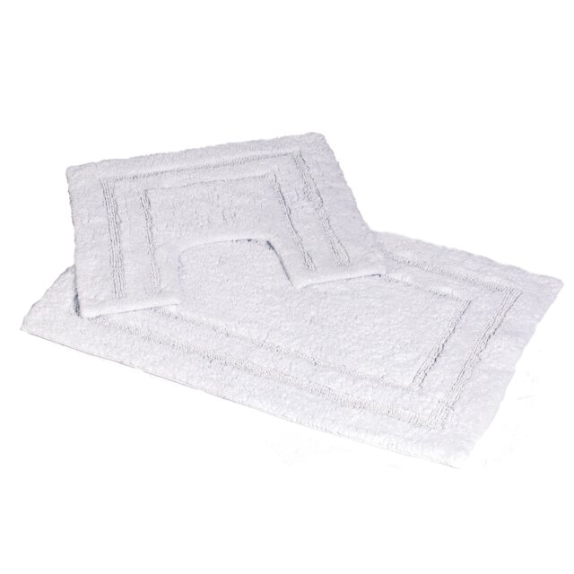 Showerdrape Pinnacle White 2 Piece 100% Cotton Bath Mat Set White White 1