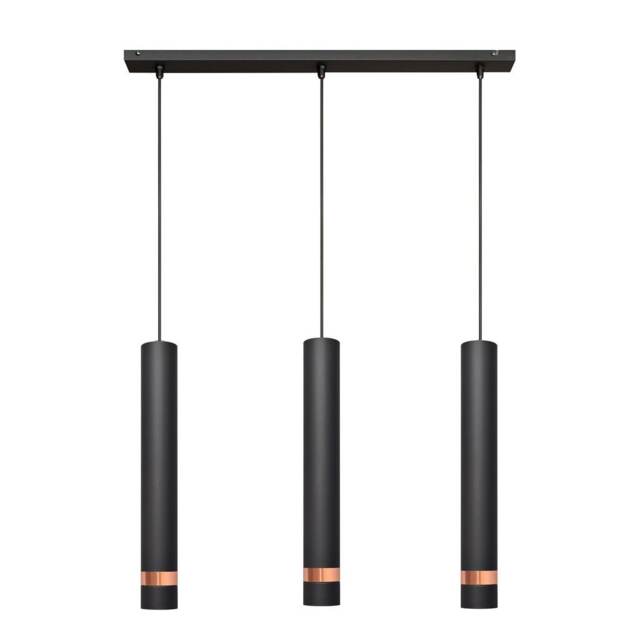 Tuba Straight Bar Pendant Ceiling Light Black, Rose Gold 60cm