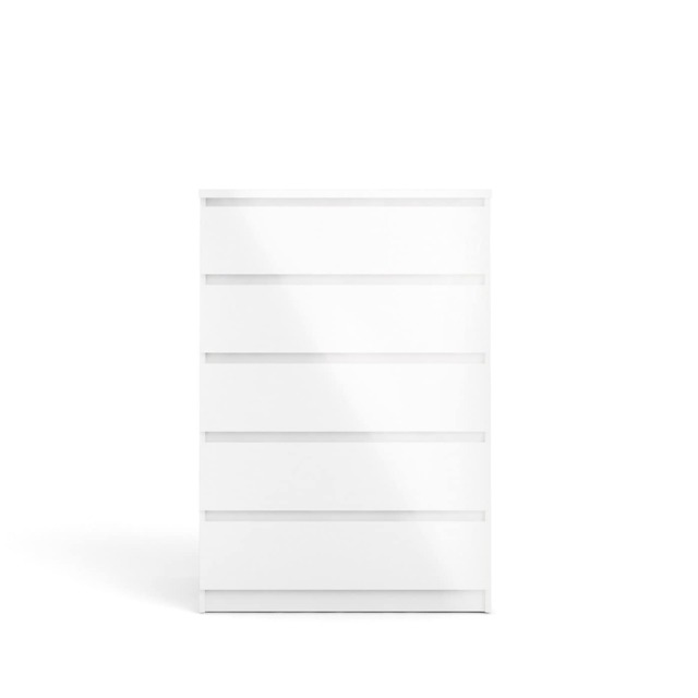 Keaton Gloss White 5 Drawer Tower Freestanding Chest Of Drawers (40 x 121 x 60cm - D x H x W) White White 1