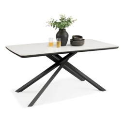 Spinningfield Atherton Rectangular Dining Table White Marble Effect 6 Seater