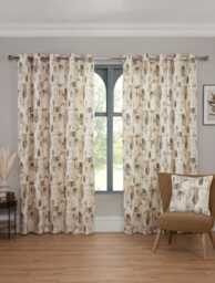 Bamford - Fully Lined Abstract Curtains - Eyelet - Polycotton (Putty, 90'' x 90'' - 229cm x 229cm (Pair)) Brown Putty (W) 228cm x (L) 228cm