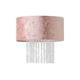 ValueLights Boland Dusky Pink Velvet Pendant Shade Clear Droplets Pink