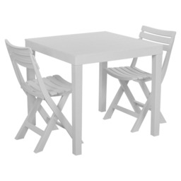 Plastic White Garden Dining Table with Chair White 3