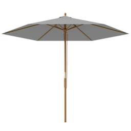 Outsunny 2.5m Wood Garden Parasol Sun Shade Wooden Umbrella Canopy Grey Light Grey 250cm x 250cm x 230cm