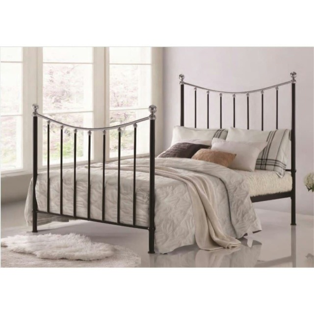 Curved Tubular Rose Gold Metal Bed Frame - Single 3ft