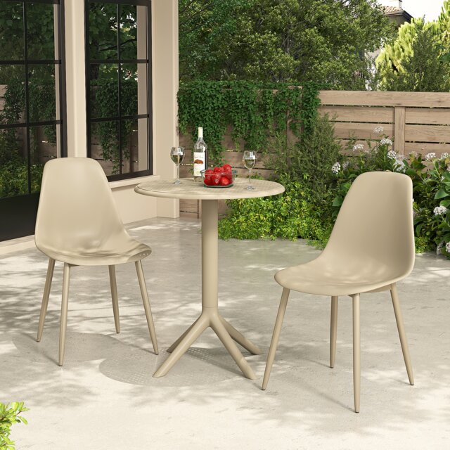 Rimini 3-Piece Cala Bistro Set - Outdoor Grade Table and Chairs for Patio, Balcony, or Indoor Use Yellow Sand One Size 3