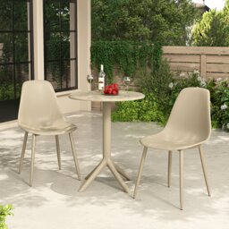 Rimini 3-Piece Cala Bistro Set - Outdoor Grade Table and Chairs for Patio, Balcony, or Indoor Use Yellow Sand One Size 3