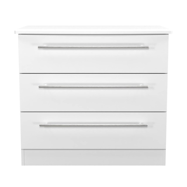 Carlton 3 Drawer Chest of Drawers in Porcelain Matt (Ready Assembled) White Porcelain Matt