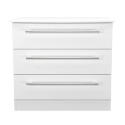 Carlton 3 Drawer Chest of Drawers in Porcelain Matt (Ready Assembled) White Porcelain Matt