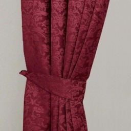 Homescapes Wine Red Velvet Jacquard Curtain Tie Back Pair
