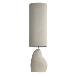 Pebble - Matt Ivory Ceramic 122cm Floor Lamp with Natural Linen Shade