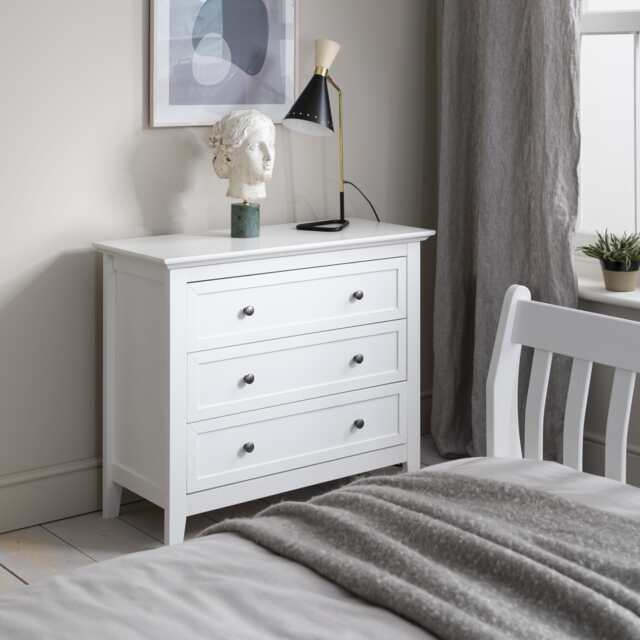 Karlstad Chest of Drawers 3 Drawer Wide in White