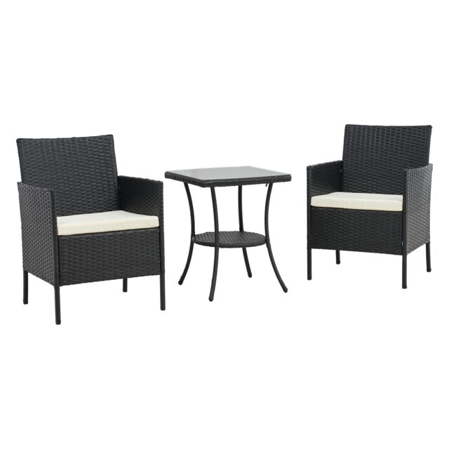 Living and Home 3Pcs PE Rattan Wicker Garden Furniture Bistro Set