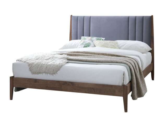 4ft6 Double Dark Grey Grey Soft Velvet Fabric Upholstered and Wood Bed Frame Bedstead Grey Dark Grey Double