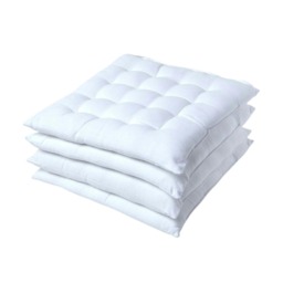 Homescapes 4 x Seat Pads Luxury Cotton Indoor Outdoor Garden Dining Cushion White 40 x 40 cm 4