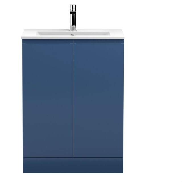 Balterley Mavesyn Contemporary 2 Door Floor Standing Vanity Unit with Minimalist Basin, Dark Blue, 600mm
