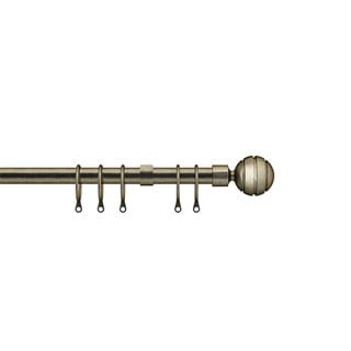 16 - 19mm Antique Brass Serrated Ball Metal Curtain Pole Set 120 - 215cm Bronze Bronze