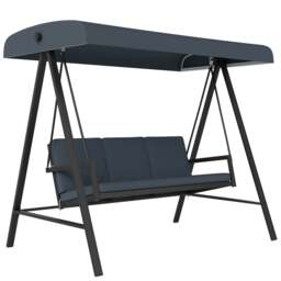Outsunny 3 Seater Garden Swing Chair with Adjustable Canopy, Dark Grey Grey Dark Grey