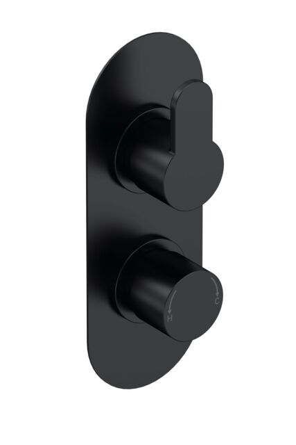 Balterley Pride Concealed Round Twin Thermostatic Shower Valve with Diverter Black Matt Black 1