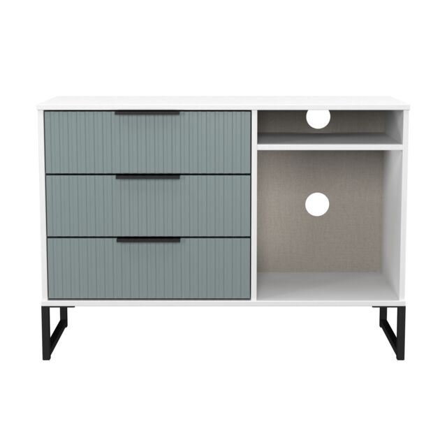 Menai 3 Drawer TV Unit in Duck & White Matt (Ready Assembled) Blue Duck & White Matt