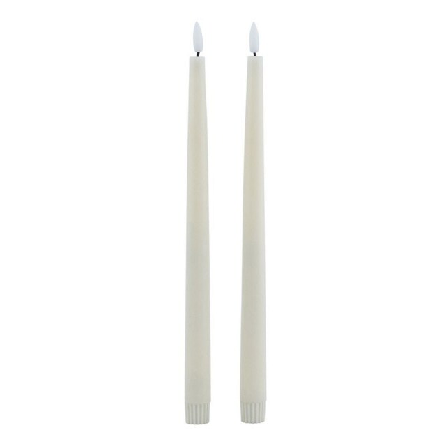 Luxe Collection LED Dinner Candles (Set of 2) - Wax - L2 x W2 x H25 cm - Taupe Brown Brown