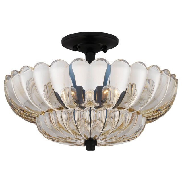 Quoizel Whitecap Ceiling Light Traditional Tinted Amber Glass, Mottled Cocoa Brown 4x E14