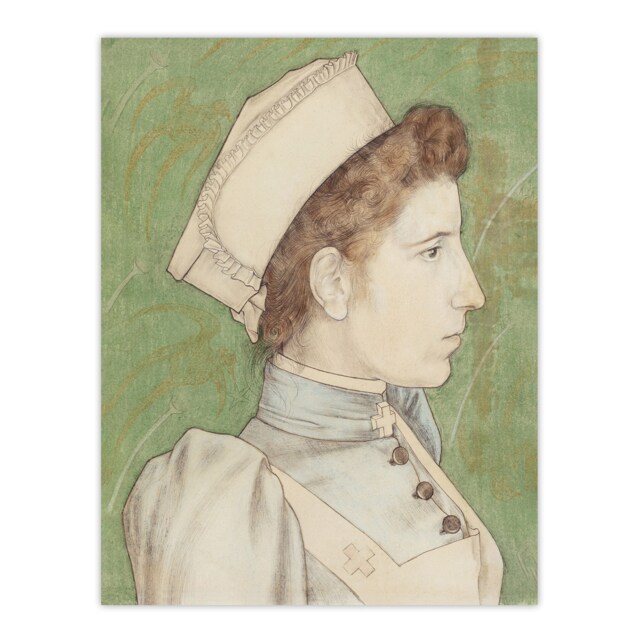 "Portrait of Nurse Nelly in Uniform Vintage Wall Art Print Toorop 12x16"""