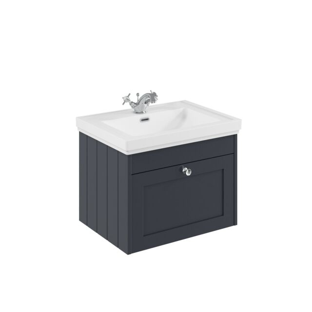 Balterley Wall Hung 1 Drawer Unit with Classic Basin 1 Tap Hole Grey 431 x 600 x 453mm