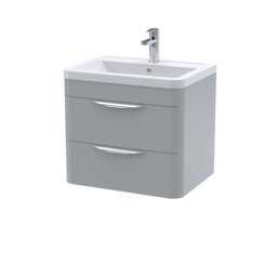 Balterley Aldershawe Wall Hung 2 Drawer Vanity Unit, Ceramic Basin, 600mm, Grey