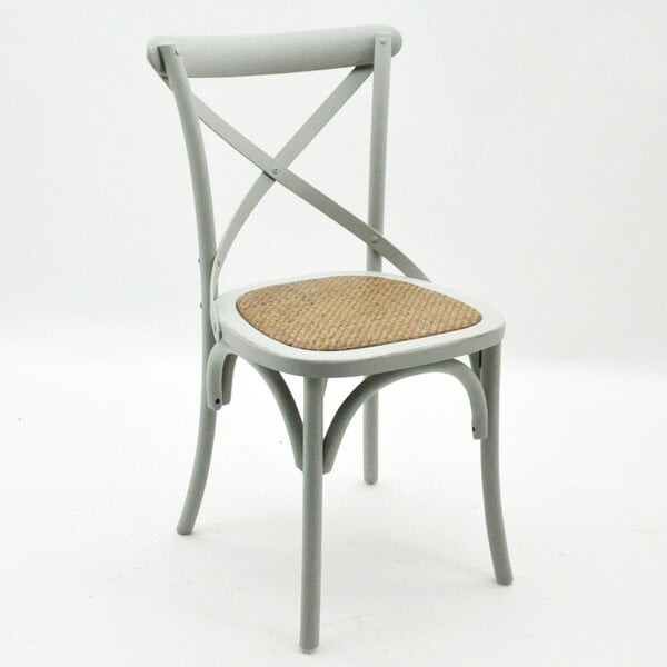 French Cross Back Dining Chair - Wood - L46 x W49 x H88 cm - Grey Grey