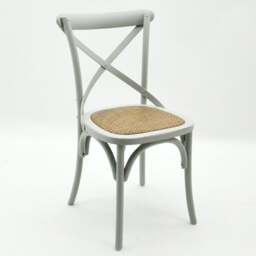 French Cross Back Dining Chair - Wood - L46 x W49 x H88 cm - Grey Grey