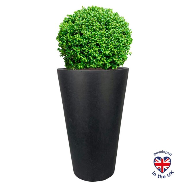 Stone Dark Grey Washed Round Garden Planter H57 L41 W41 cm, 75 ltrs Cap.