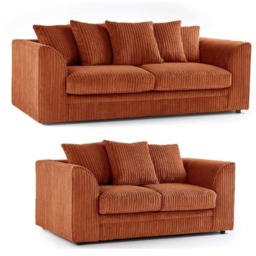 CHICAGO 3+2 JUMBO CORD SOFA SET SUITE IN ORANGE