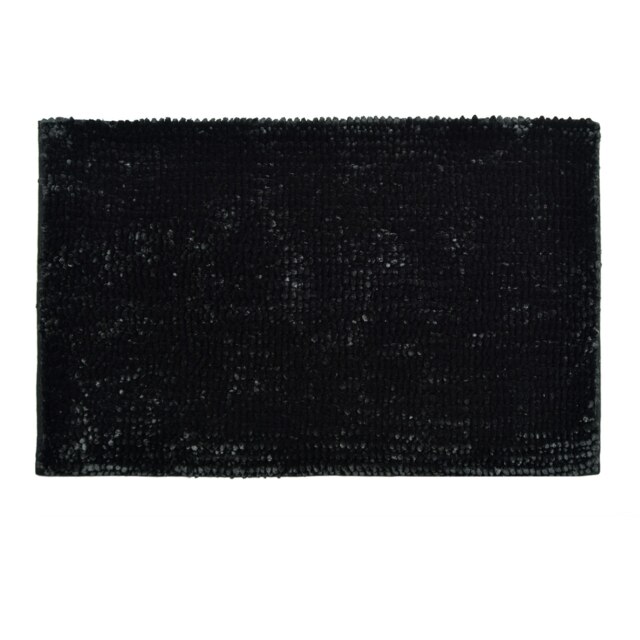 Velvet Chenille Bobble Bath Mat - Black