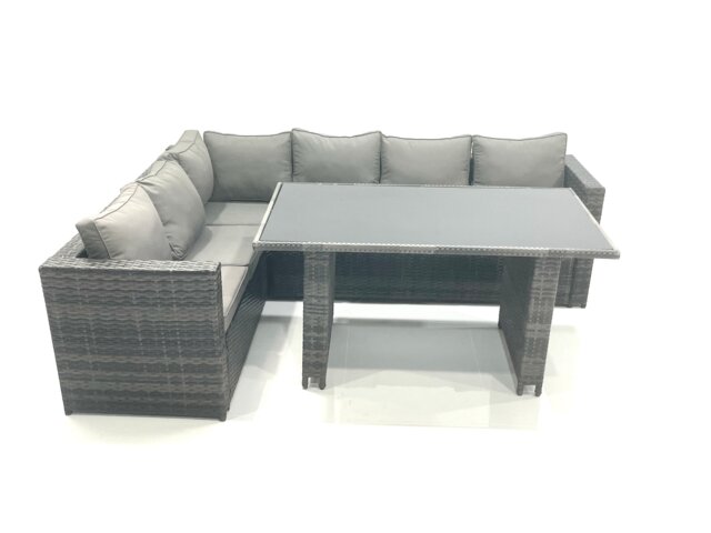 Fimous Lounge Rattan Corner Sofa Set Outdoor Garden Furniture Rectangular Dining Table Chair Set