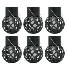 Gardenwize Pack of 6 Solar Hanging Flame Lantern Lights Outdoor Black