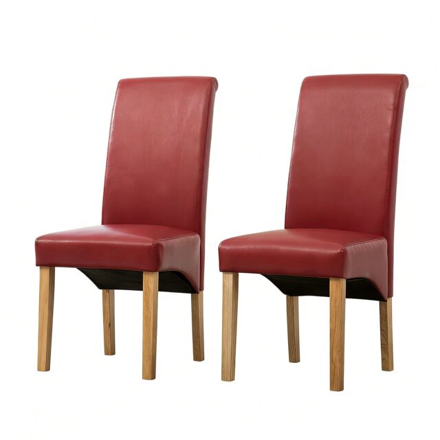 MCC Direct Deluxe High Back Leather Dining Chairs Red