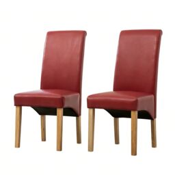 MCC Direct Deluxe High Back Leather Dining Chairs Red