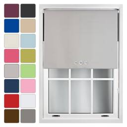 FURNISHED Blackout Roller Blinds with Triple Round Eyelets Cut to Size Easy Fit Window Shade Grey Grey (W) 150cm x (L) 165cm