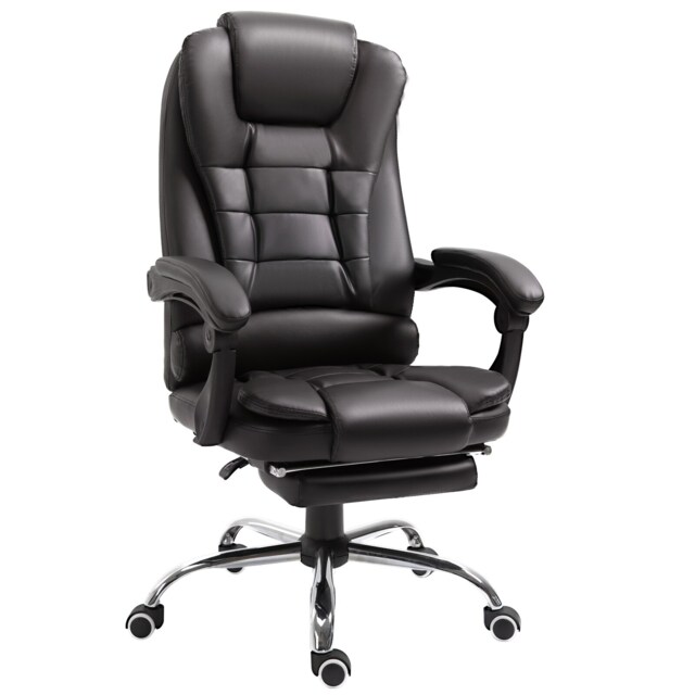 HOMCOM PU Leather Executive Office Chair with Swivel Wheels, Brown