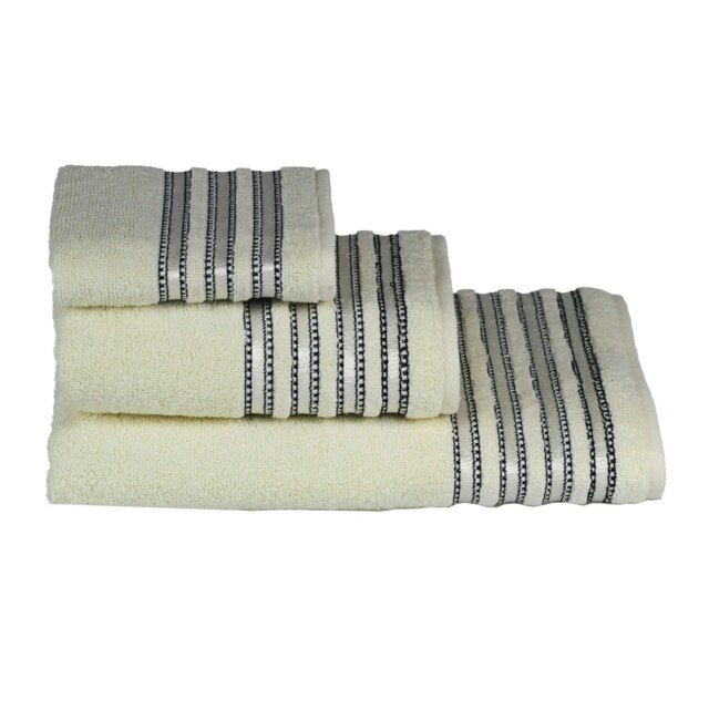 Cotton Towel Set – Porto Collection – Ecru – Face Cloth, Hand Towel & Bath Towel by My Basic Stuff Multi Ecru