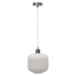 Bento - White Ribbed Glass with Chrome Pendant Fitting White White 1
