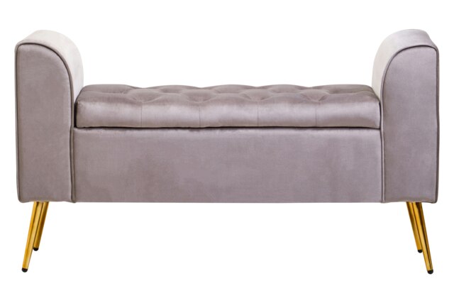 Orsina Mink Velvet Bench with Gold Finish legs, Comfy Padded Seat Velvet Seat, Built to Last Bedroom Bench