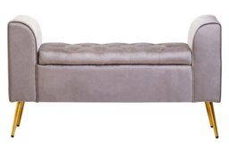 Orsina Mink Velvet Bench with Gold Finish legs, Comfy Padded Seat Velvet Seat, Built to Last Bedroom Bench