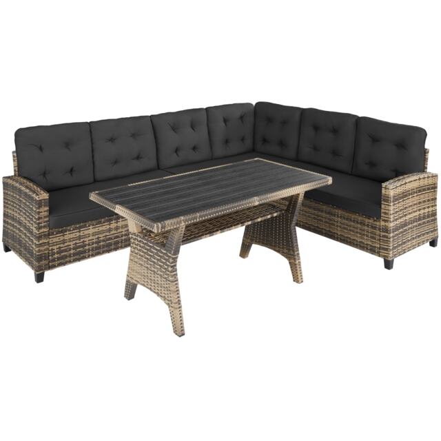 Garden Furniture Set Catania - for 6 people, weather-resistant, thick cushions Cream nature 120 x 65 x 73 cm 1