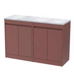 Balterley Chartley 4 Door Vanity Unit with Bellato Worktop, 1200mm, Smoked Red