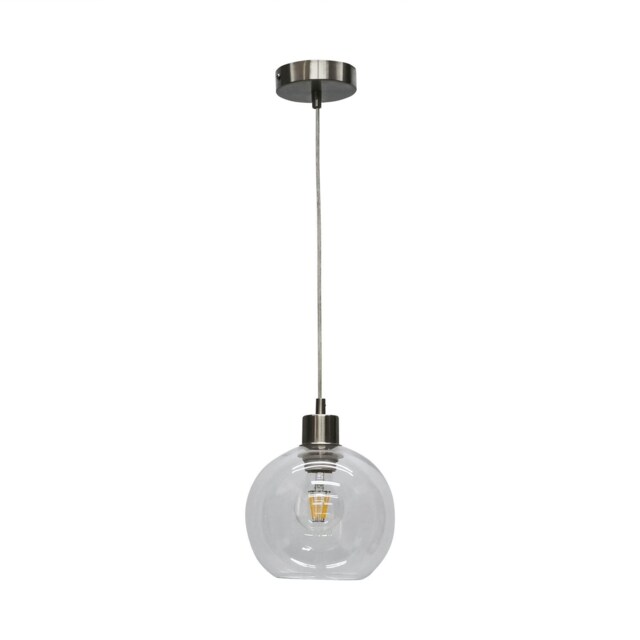 Barnum - Clear Glass Globe with Satin Nickel Pendant Fitting Clear Clear 1